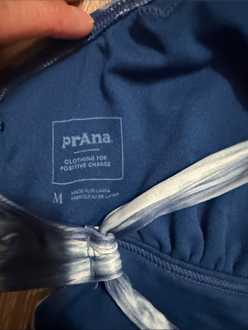 Prana Navy and White Tie-Dye One-Piece with Strappy Back Detail - Picture 4 of 4